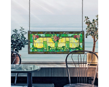 Toscano - Rose Trellis Tiffany-Style Stained Glass Window