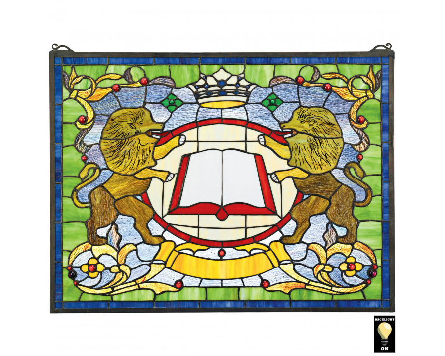 Toscano - Lion Coat of Arms Stained Glass Window