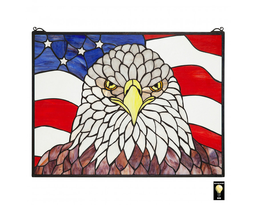 Toscano - American Patriot Bald Eagle Stained Glass Window