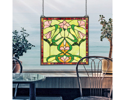 Toscano - Nouveau Lily Stained Glass Window