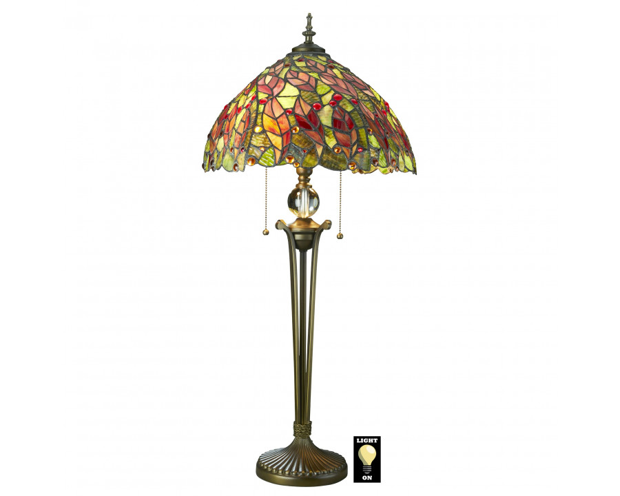 Toscano - Crotton Leaves Table Lamp in Stained Glass