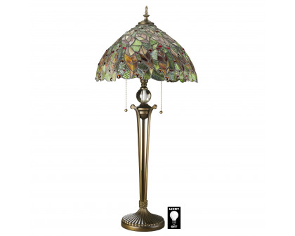 Toscano - Crotton Leaves Table Lamp in Stained Glass