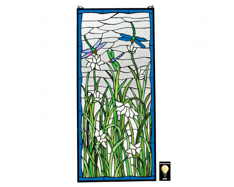 Toscano - Dragonflies Dance Stained Glass Window