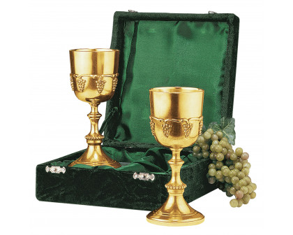 Toscano - Set of 2 Grape Harvest Goblets with Gift Box in Brass