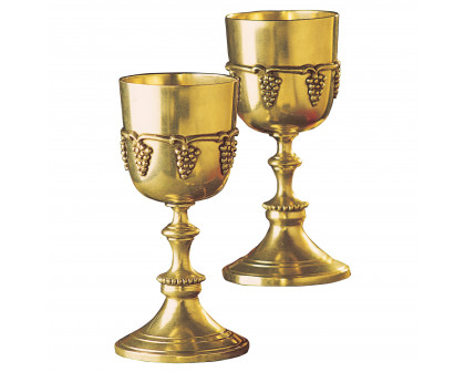 Toscano - Set of 2 Grape Harvest Goblets with Gift Box in Brass