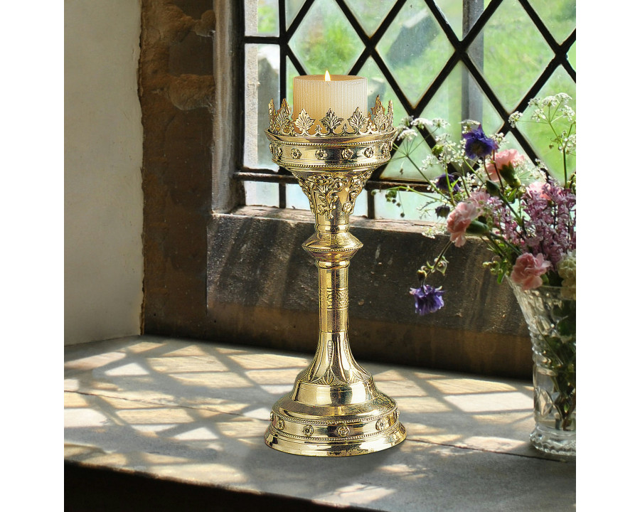 Toscano Chartres Cathedral Gothic Candlestick - Medium