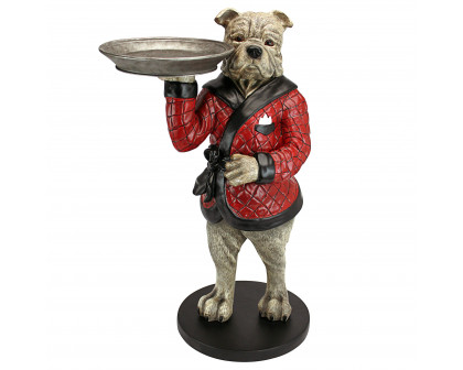 Toscano - Rex the Bachelor Bulldog Butler Sculptural Pedestal Table in Designer Resin