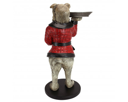 Toscano - Rex the Bachelor Bulldog Butler Sculptural Pedestal Table in Designer Resin