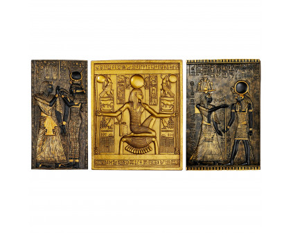 Toscano - Set of 3 Egyptian Temple Stele Wall Plaque