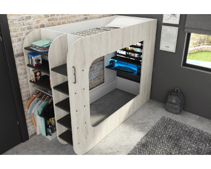 Trasman - Gamer Bunk Bed with Table and Shelves