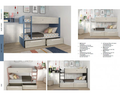 Trasman 4.1 Series Reversible Bunk Bed with Drawers - 90x200cm