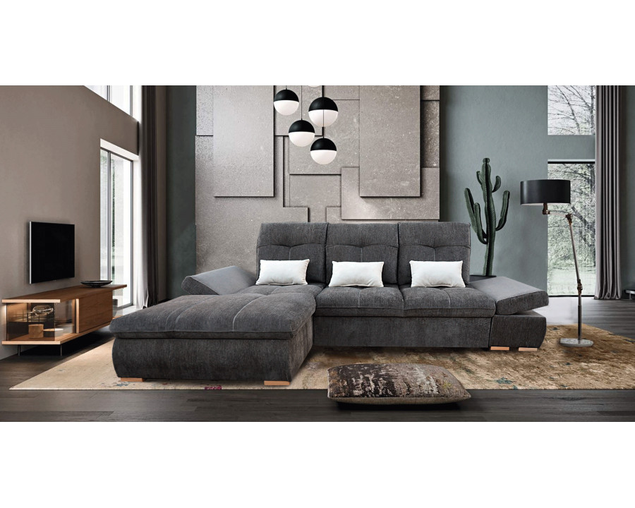 UA Collection Estero 2-Piece Left Facing Sectional with Bed and Storage - Dark Gray, Fabric