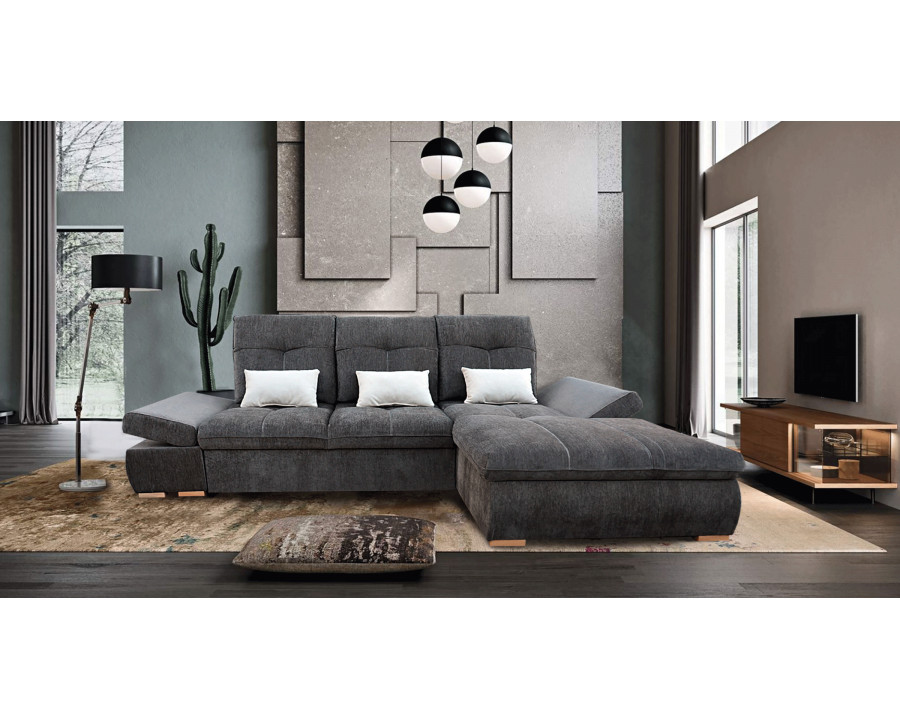 UA Collection Estero 2-Piece Right Facing Sectional with Bed and Storage - Dark Gray, Fabric