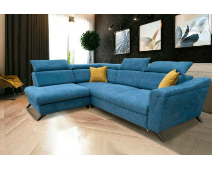 UA Collection - Gala 2-Piece Left Facing Sectional with Bed and Storage in Blue, Fabric