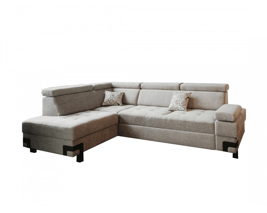 UA Collection Garda 2-Piece Left Facing Sectional with Bed and Storage - Light Gray, Fabric