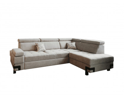 UA Collection Garda 2-Piece Right Facing Sectional with Bed and Storage - Light Gray, Fabric