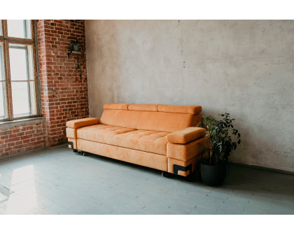 UA Collection - Garda Square Arms Convertible Sofa Bed in Orange, Fabric