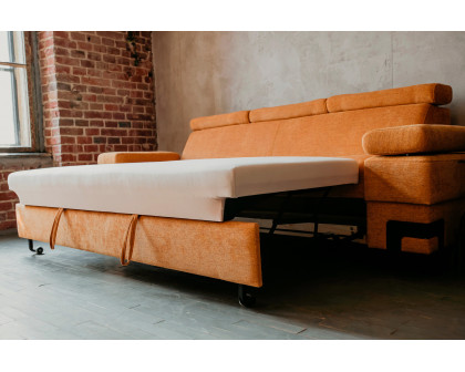 UA Collection - Garda Square Arms Convertible Sofa Bed in Orange, Fabric