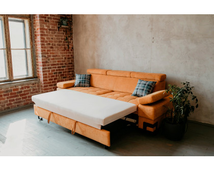 UA Collection - Garda Square Arms Convertible Sofa Bed in Orange, Fabric