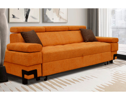 UA Collection - Garda Square Arms Convertible Sofa Bed in Orange, Fabric