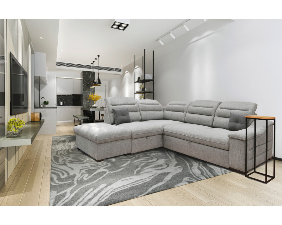 UA Collection Oliver 3-Piece Left Facing Sectional with Bed and Storage - Light Gray, Fabric