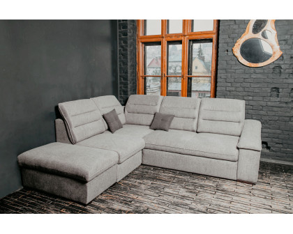 UA Collection Oliver 3-Piece Left Facing Sectional with Bed and Storage - Light Gray, Fabric