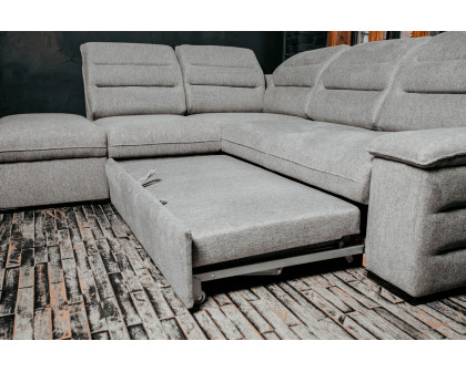 UA Collection Oliver 3-Piece Left Facing Sectional with Bed and Storage - Light Gray, Fabric