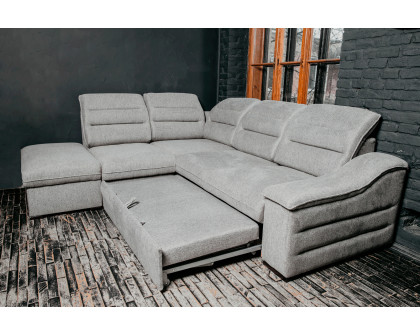 UA Collection Oliver 3-Piece Left Facing Sectional with Bed and Storage - Light Gray, Fabric