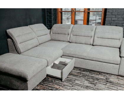 UA Collection Oliver 3-Piece Left Facing Sectional with Bed and Storage - Light Gray, Fabric