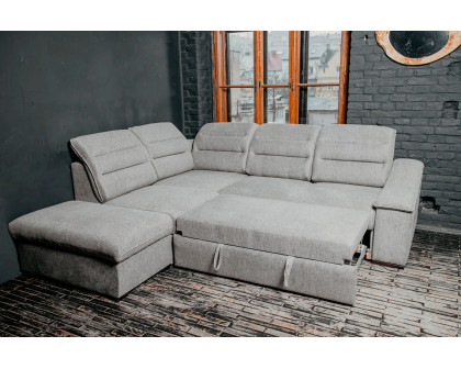 UA Collection Oliver 3-Piece Right Facing Sectional with Bed and Storage - Light Gray, Fabric