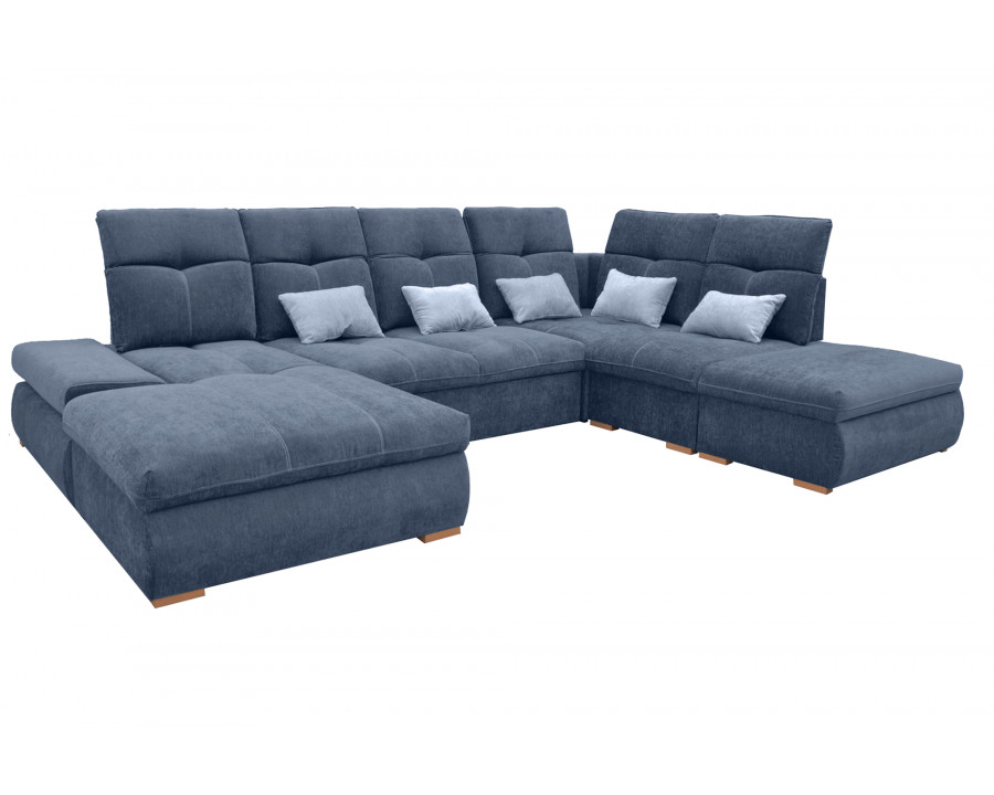 UA Collection Opera 3-Piece Left Facing Sectional with Bed and Storage - Gray, Lucas 17 Fabric