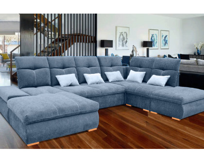 UA Collection Opera 3-Piece Left Facing Sectional with Bed and Storage - Gray, Lucas 17 Fabric