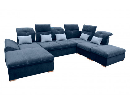 UA Collection Opera 3-Piece Left Facing Sectional with Bed and Storage - Gray, Lucas 17 Fabric