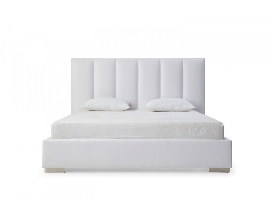 Whiteline Velvet King Size Bed - White