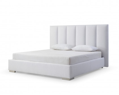 Whiteline Velvet King Size Bed - White