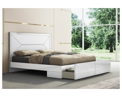 Whiteline Navi Queen Size Bed - White