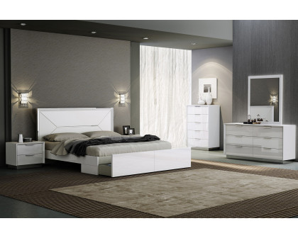 Whiteline Navi Queen Size Bed - White