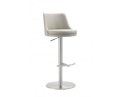 Whiteline Carter Barstool - Light Gray/Silver