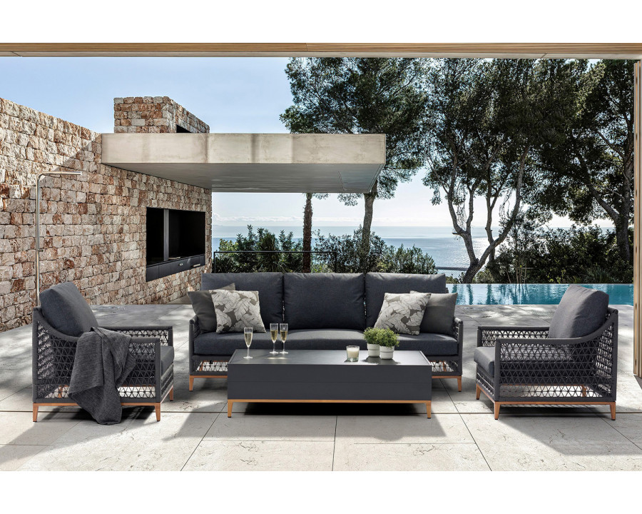 Whiteline - Karen 4-Piece Outdoor Collection in Dark Gray