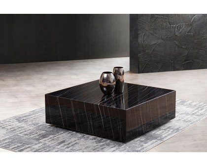 Whiteline Cube Square Coffee Table - Black