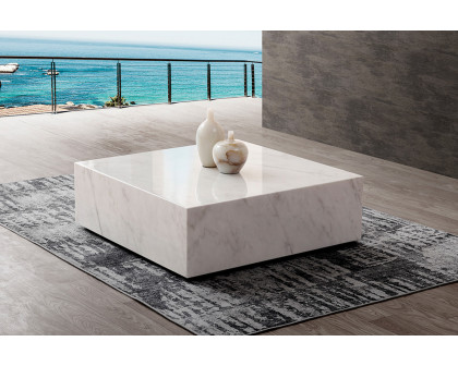 Whiteline Cube Square Coffee Table - White