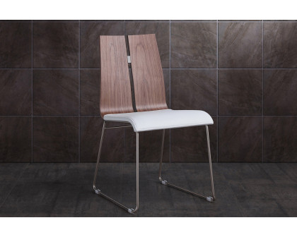 Whiteline Lauren Dining Chair - Walnut/White