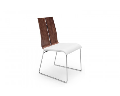 Whiteline Lauren Dining Chair - Walnut/White