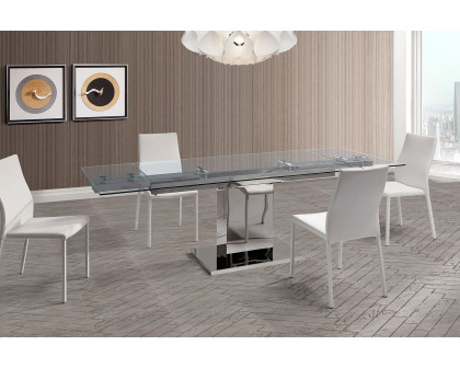 Whiteline - Slim Extendable Dining Table in Clear