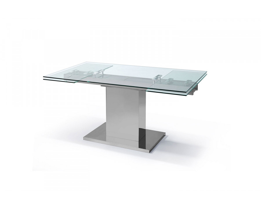 Whiteline - Slim Extendable Dining Table in Clear