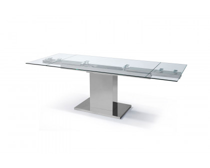 Whiteline - Slim Extendable Dining Table in Clear