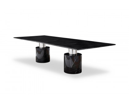 Whiteline Geneva Small Dining Table - Black, Silver Base