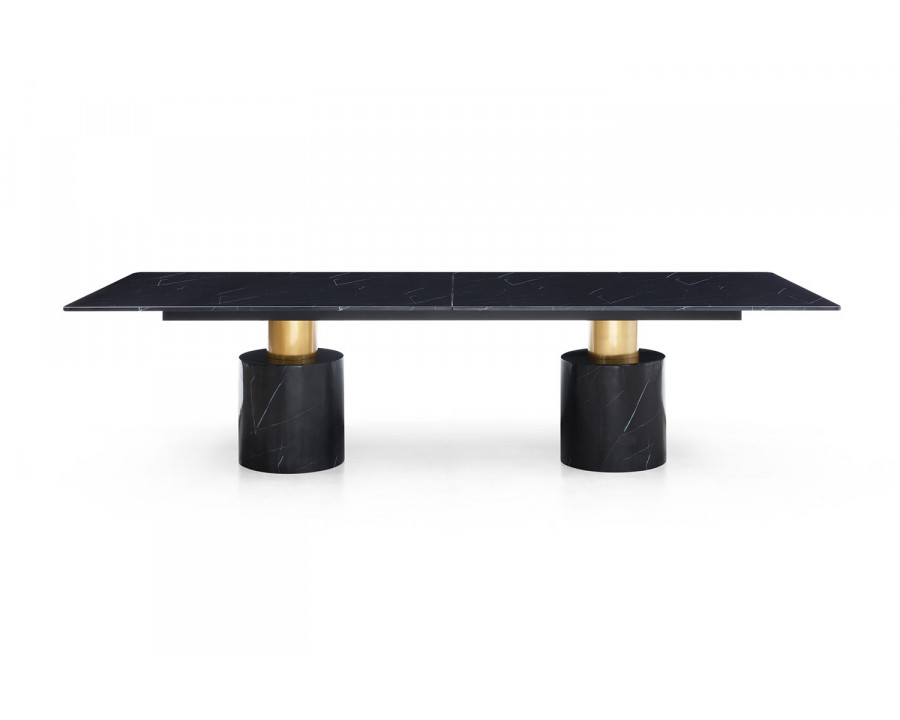 Whiteline Geneva Small Dining Table - Black, Gold Base