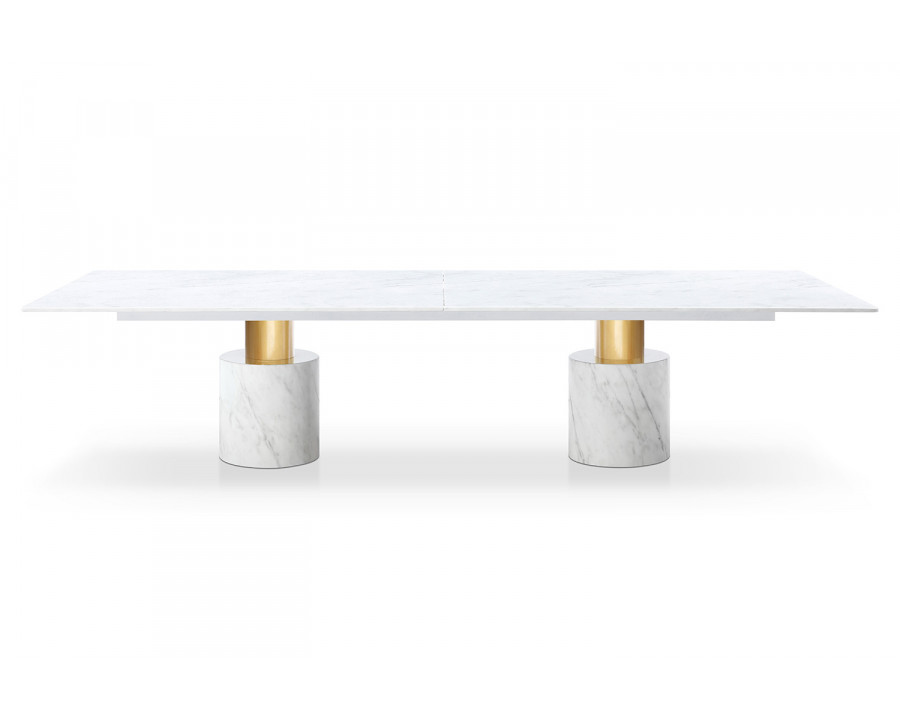 Whiteline Geneva Small Dining Table - White, Gold Base