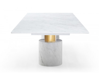 Whiteline Geneva Small Dining Table - White, Gold Base